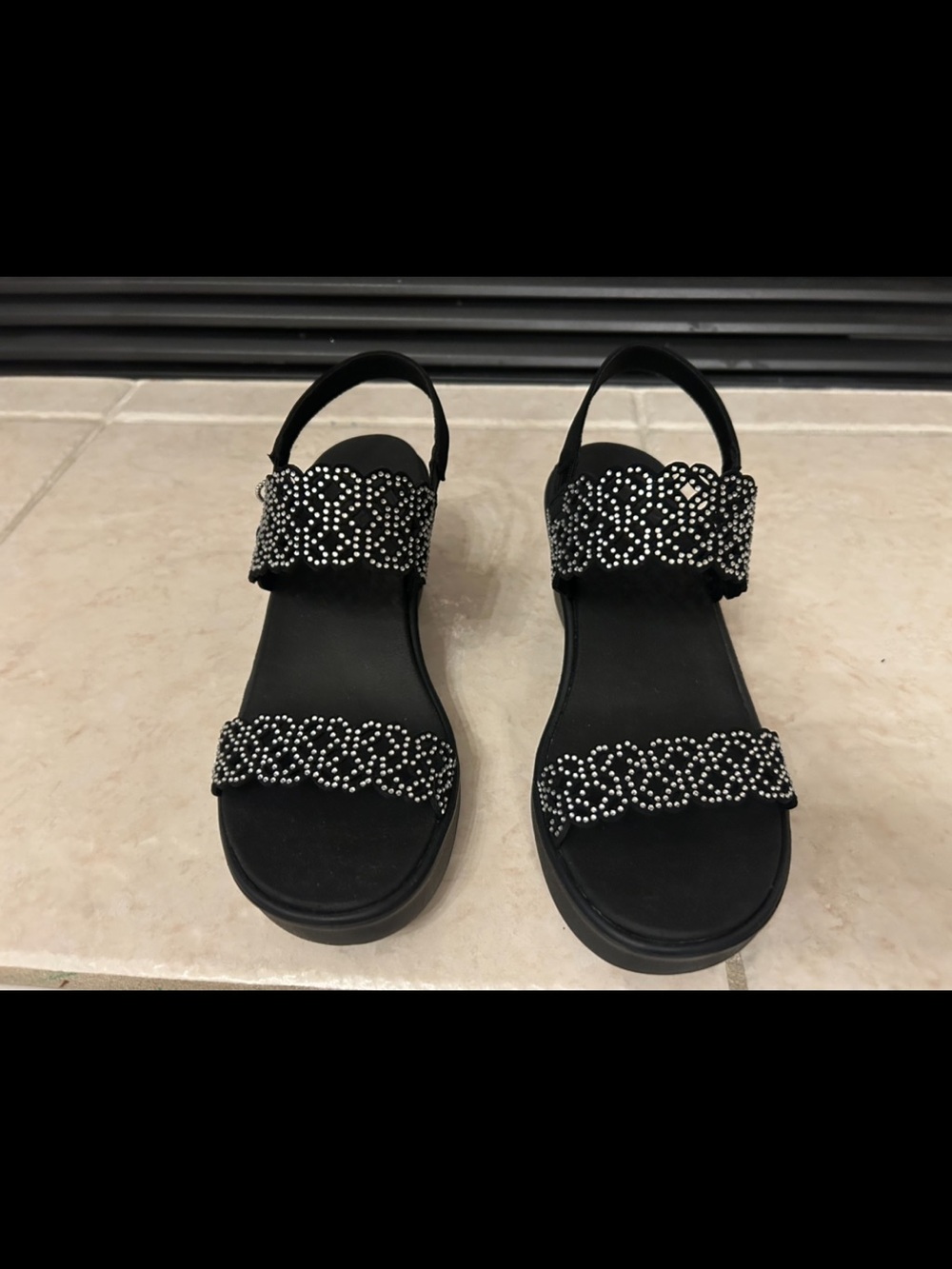 New black Skechers Women's Rumble On Sassy Dayz Wedge Slip On Sandals - Size 9 - Picture 11 of 15